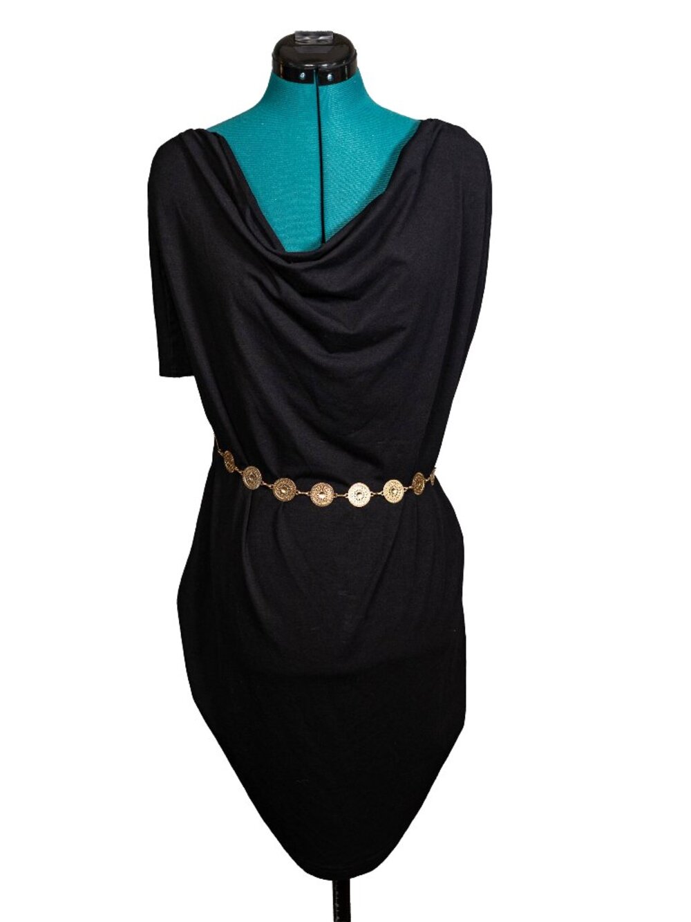 Bryn Walker Solid Black Draped Poncho Dress (No Belt) - Small